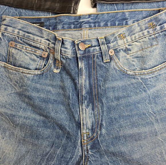 R13 Axl Leather-Cuff High-Rise Straight-Leg Jeans Size 27 - Picture 4 of 16